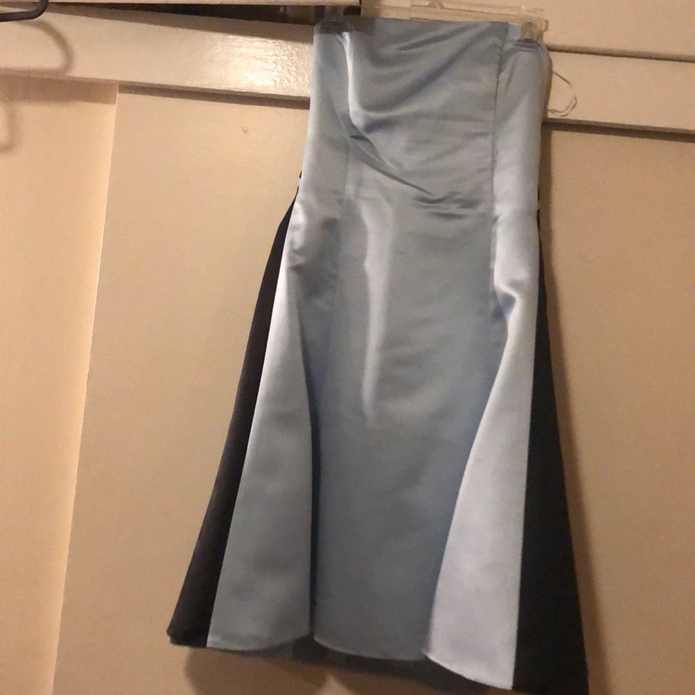 Jessica McClintock satin baby blue/navy 9/10